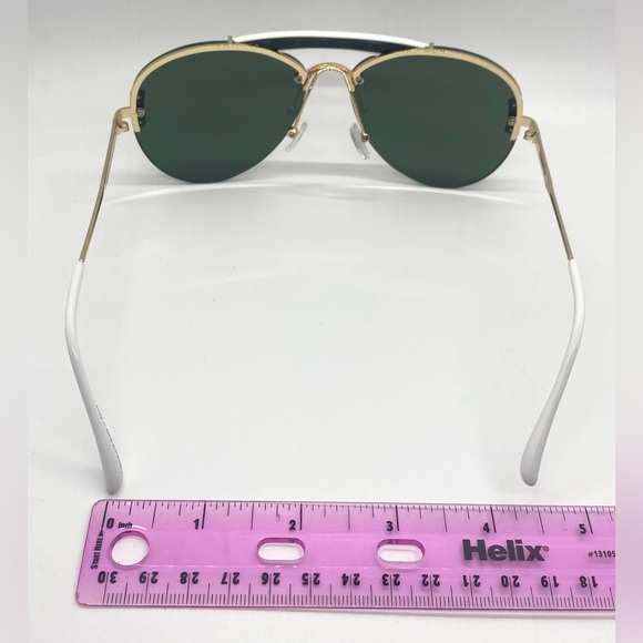 White/Gold Metal Frame Dark Lens Sunglasses Outdoor Coastal Beach Classic Boho - Picture 12 of 15